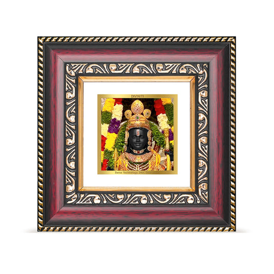 Diviniti 24K Gold Plated Ram Lalla Photo Frame For Home Decor, Table Decor, Puja Room & Gift (10 CM X 10 CM)