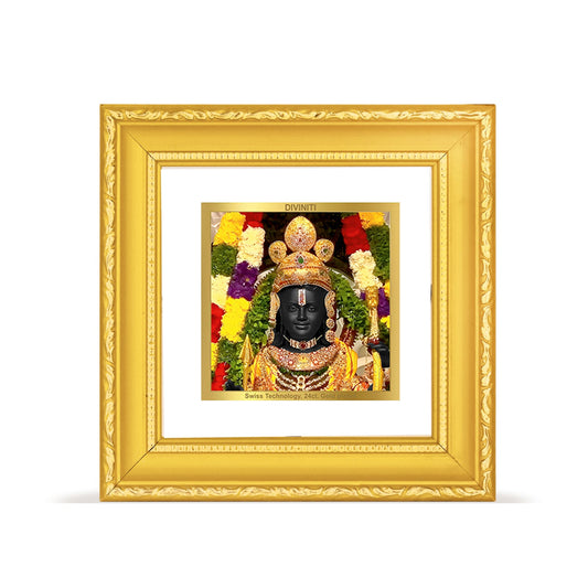 Diviniti 24K Gold Plated Ram Lalla Photo Frame For Home Decor Showpiece, Table Decor, Puja Room & Gift (10 CM X 10 CM)
