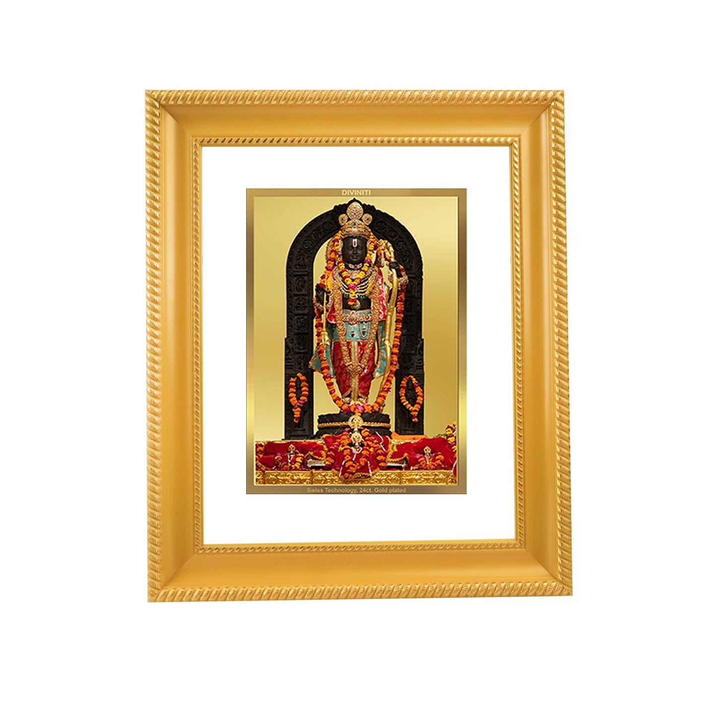 Diviniti 24K Gold Plated Ram Lalla Photo Frame For Home Decor, Wall Hanging, Table Decor, Puja Room & Gift (28 CM X 23 CM)