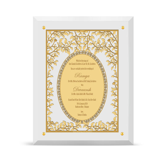 Diviniti Customized Designer Wedding Card on 24K Gold Plated Foil For Marriage Invitation
