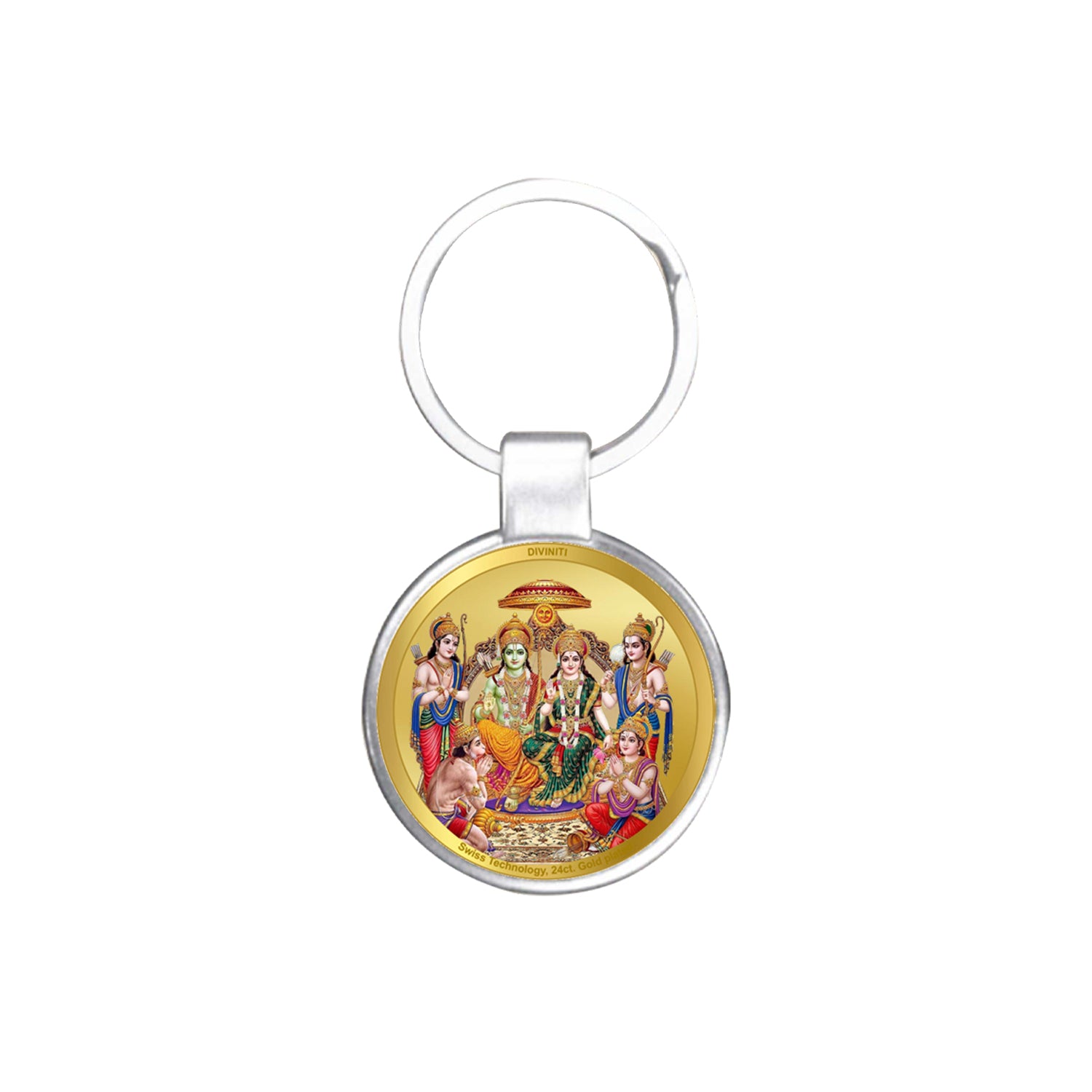 Diviniti 24K Gold Plated Ram Darbar Key Chain with Metallic Ring (7.5 ...