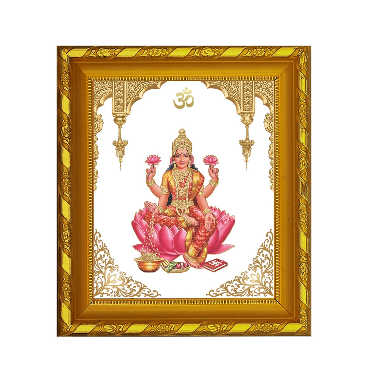 Diviniti 24K Gold Plated Laxmi Mata Photo Frame for Home Decor, Table (15 CM x 13 CM)