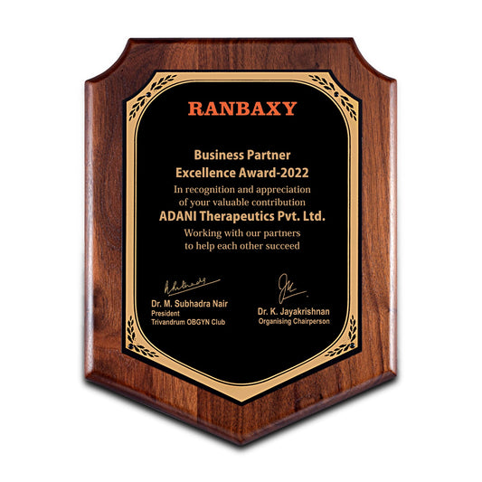 Customized Wooden Memento With Matter Printed on 24K Gold Plated Foil For Corporate Gifting