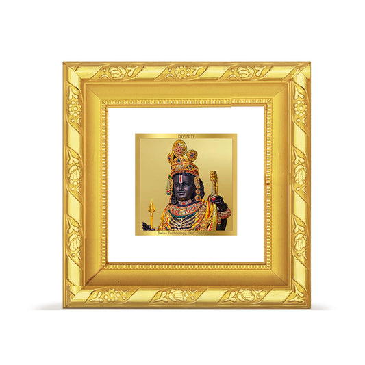 Diviniti 24K Gold Plated Ram Lalla Photo Frame For Home Decor, Table Top, Puja Room & Gift (10 CM X 10 CM)
