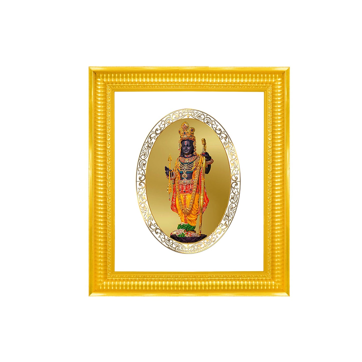 Diviniti 24K Gold Plated Ram Lalla Photo Frame For Home Decor Showpiece, Wall Hanging Decor, Puja & Gift (44.4 CM X 37 CM)