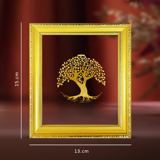 Diviniti 24K Gold Plated Tree of Life Photo Frame For Home Decor & Wall Hanging (13 CM X 15 CM)