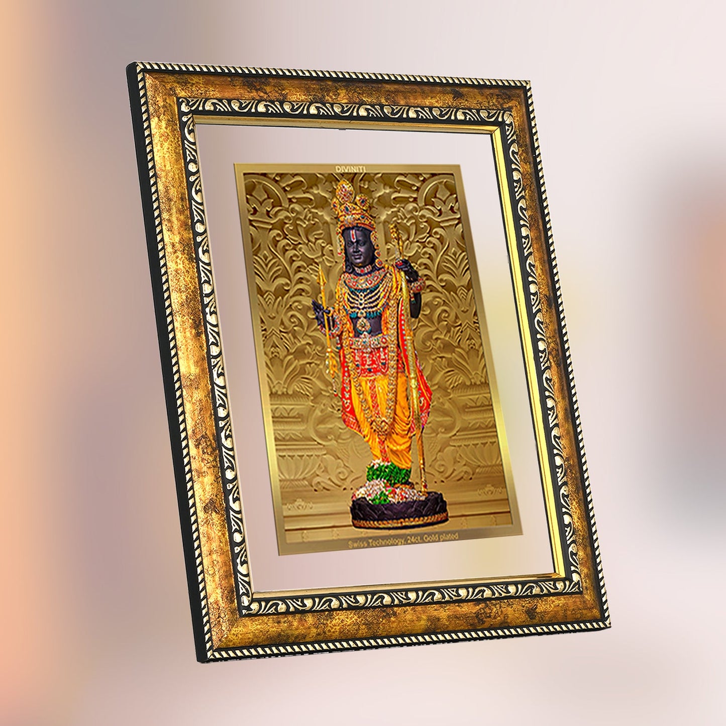 Diviniti 24K Gold Plated Ram Lalla Photo Frame For Home Decor, Wall Decor, Table Top, Puja Room & Gift (32.5 CM X 25.5 CM)