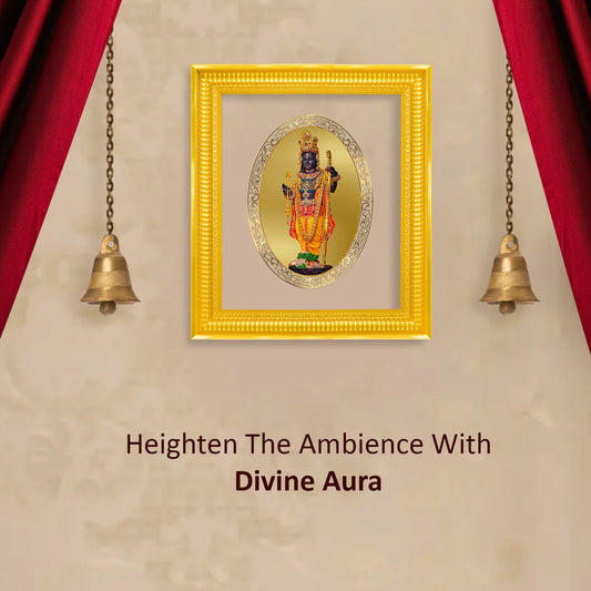 Diviniti 24K Gold Plated Ram Lalla Photo Frame For Home Decor Showpiece, Wall Hanging Decor, Puja & Gift (44.4 CM X 37 CM)