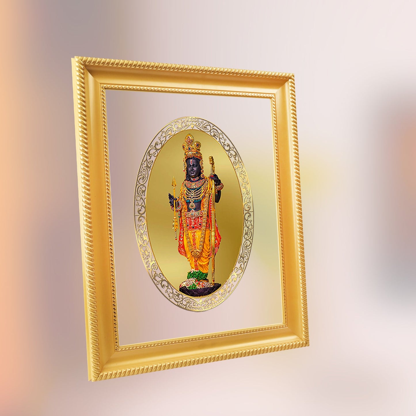 Diviniti 24K Gold Plated Ram Lalla Photo Frame For Home Decor, Wall Hanging, Table Top, Puja Room & Gift (32.5 CM X 25.5 CM)
