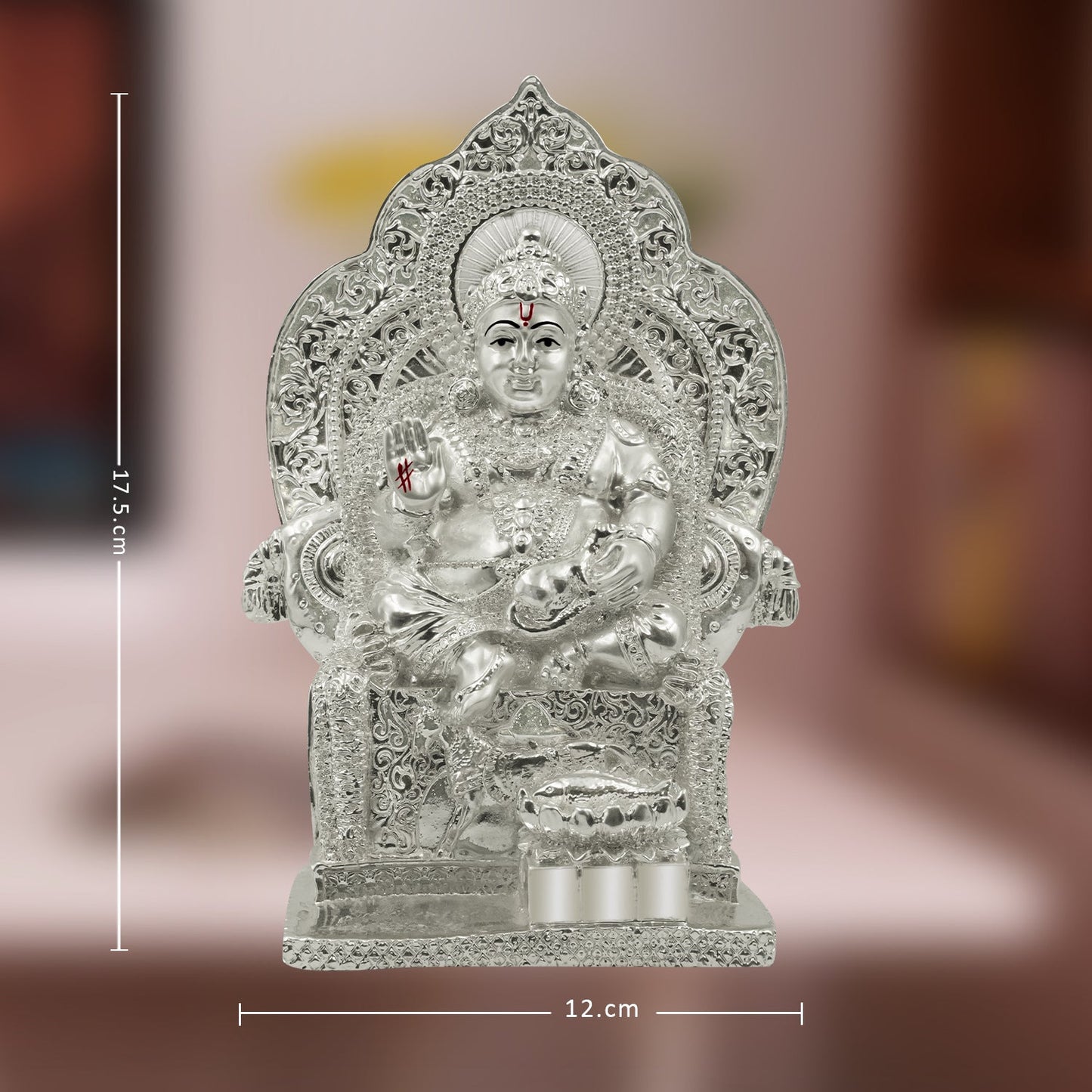 Diviniti 999 Silver Plated Kuber Idol for Home Decor Showpiece (17.5 X 12 CM)