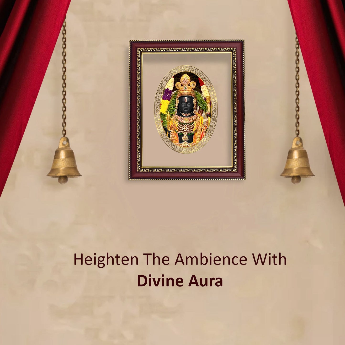 Diviniti 24K Gold Plated Ram Lalla Photo Frame For Home Decor, Table Top, Wall Hanging, Puja & Gift (28 CM X 23 CM)