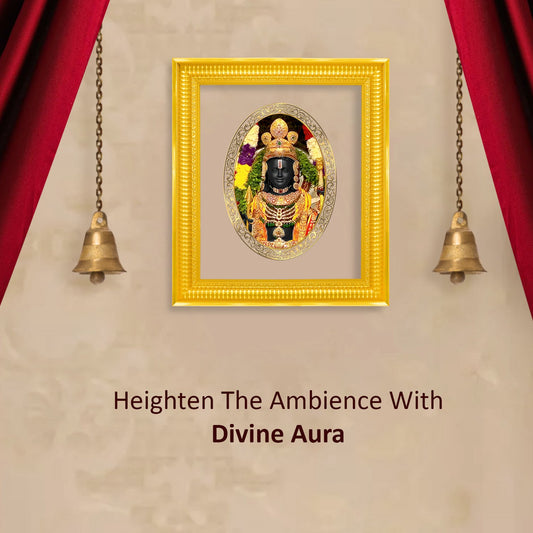 Diviniti 24K Gold Plated Ram Lalla Photo Frame For Home Decor Showpiece, Wall Hanging Decor, Puja & Gift (44.4 CM X 37 CM)