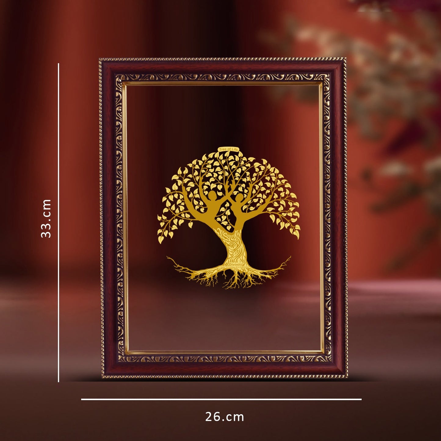 Diviniti 24K Gold Plated Tree of Life Photo Frame For Home Decor & Wall Hanging (32.5 CM X 25.5 CM)