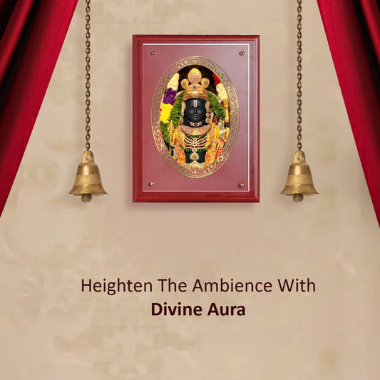 Diviniti 24K Gold Plated Ram Lalla Photo Frame For Home Decor, Wall Decor, Table, Puja Room & Gift (30 CM X 23 CM)