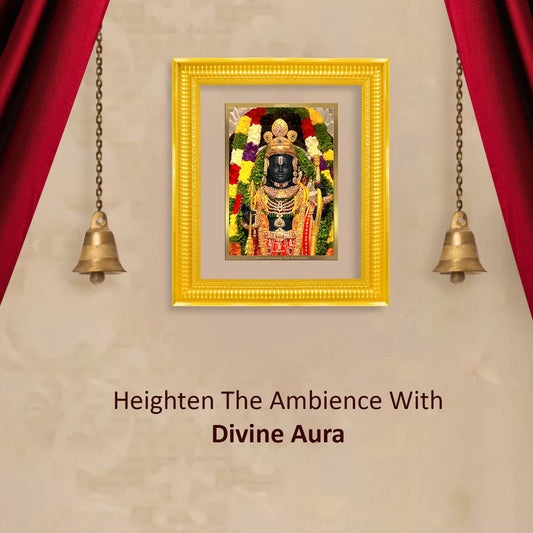 Diviniti 24K Gold Plated Ram Lalla Photo Frame For Home Decor Showpiece, Wall Hanging, Puja & Gift (44.4 CM X 37 CM)