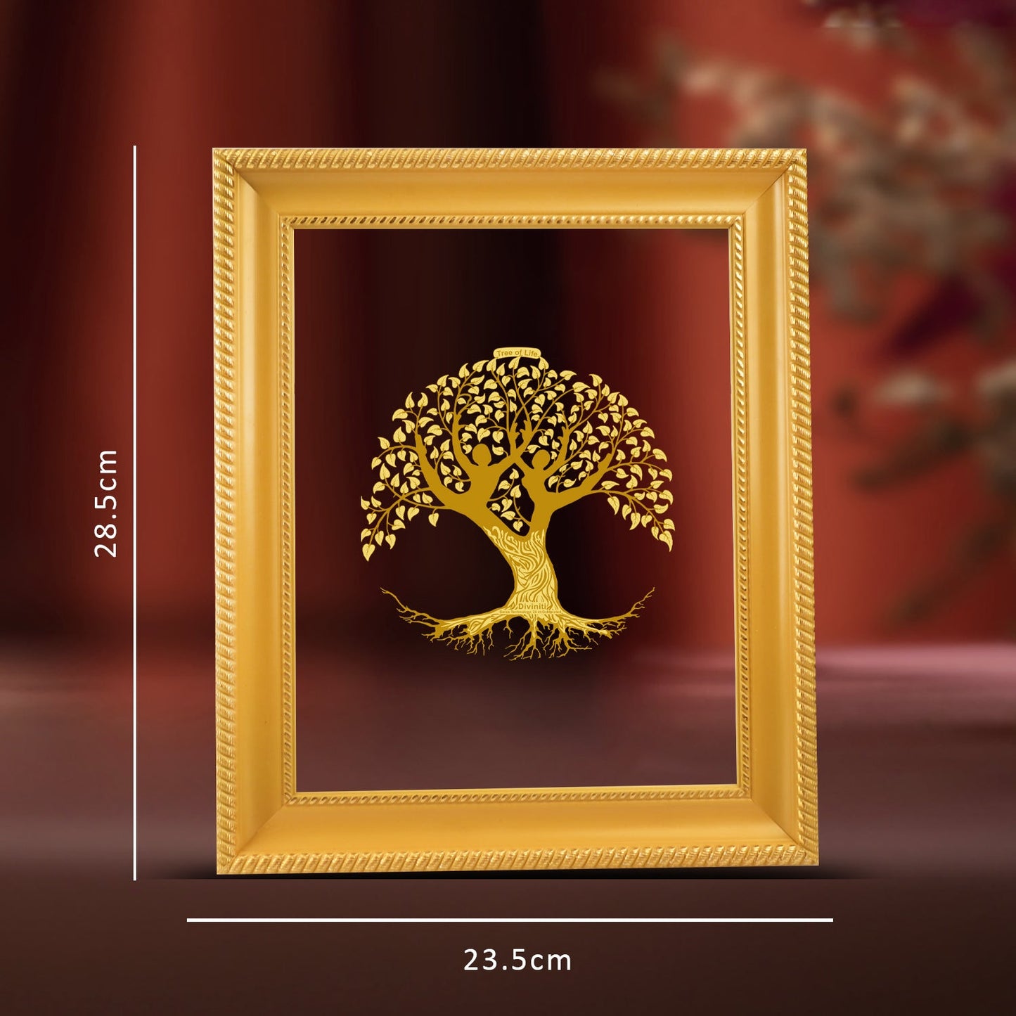 Diviniti 24K Gold Plated Tree of Life Photo Frame For Home Decor & Wall Hanging (28 CM X 23 CM)