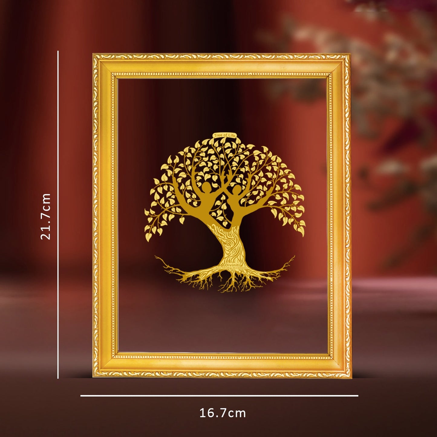 Diviniti 24K Gold Plated Tree of Life Photo Frame For Home Decor & Wall Hanging (20.8 CM X 16.7 CM)