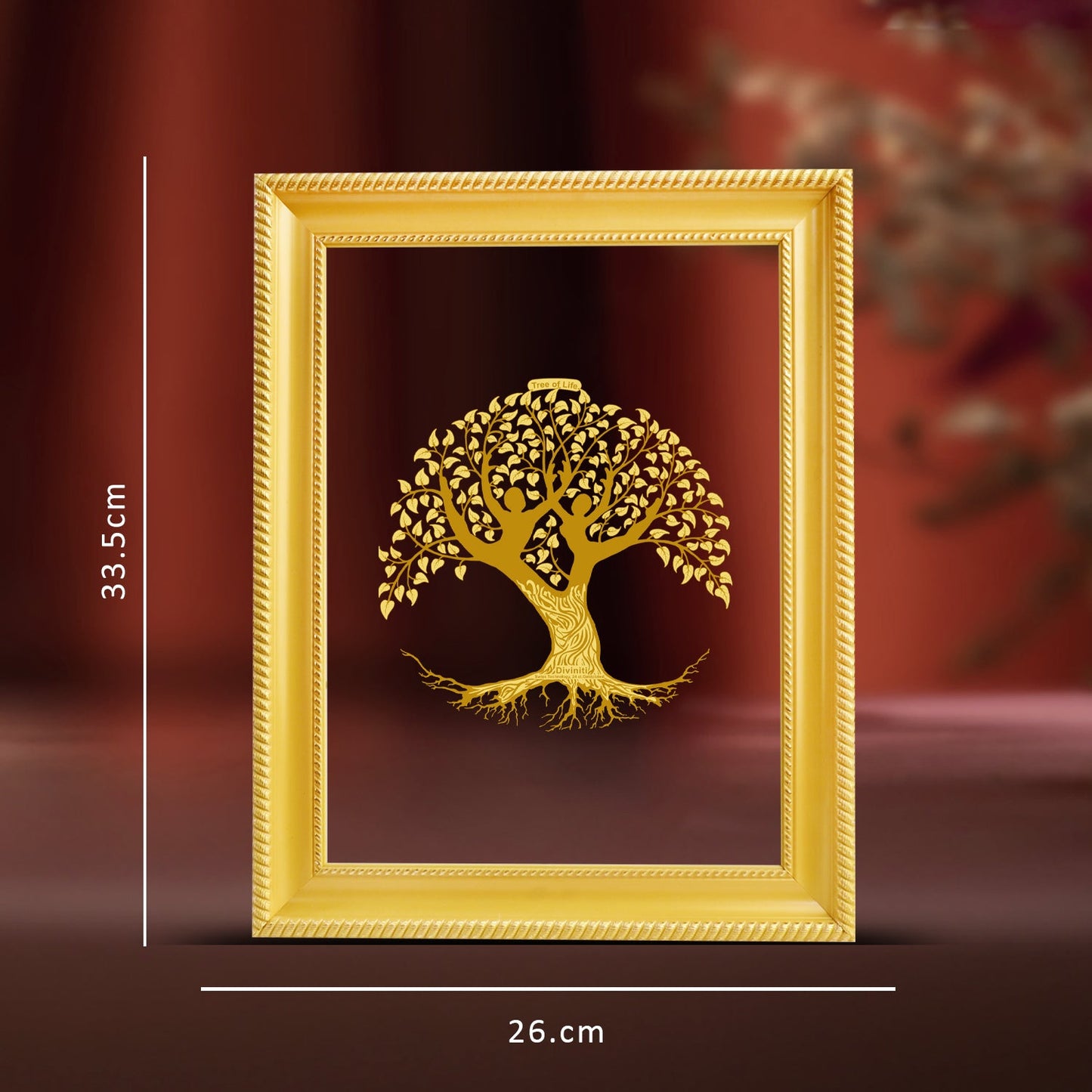 Diviniti 24K Gold Plated Tree of Life Photo Frame For Home Decor & Wall Hanging (32.5 CM X 25.5 CM)