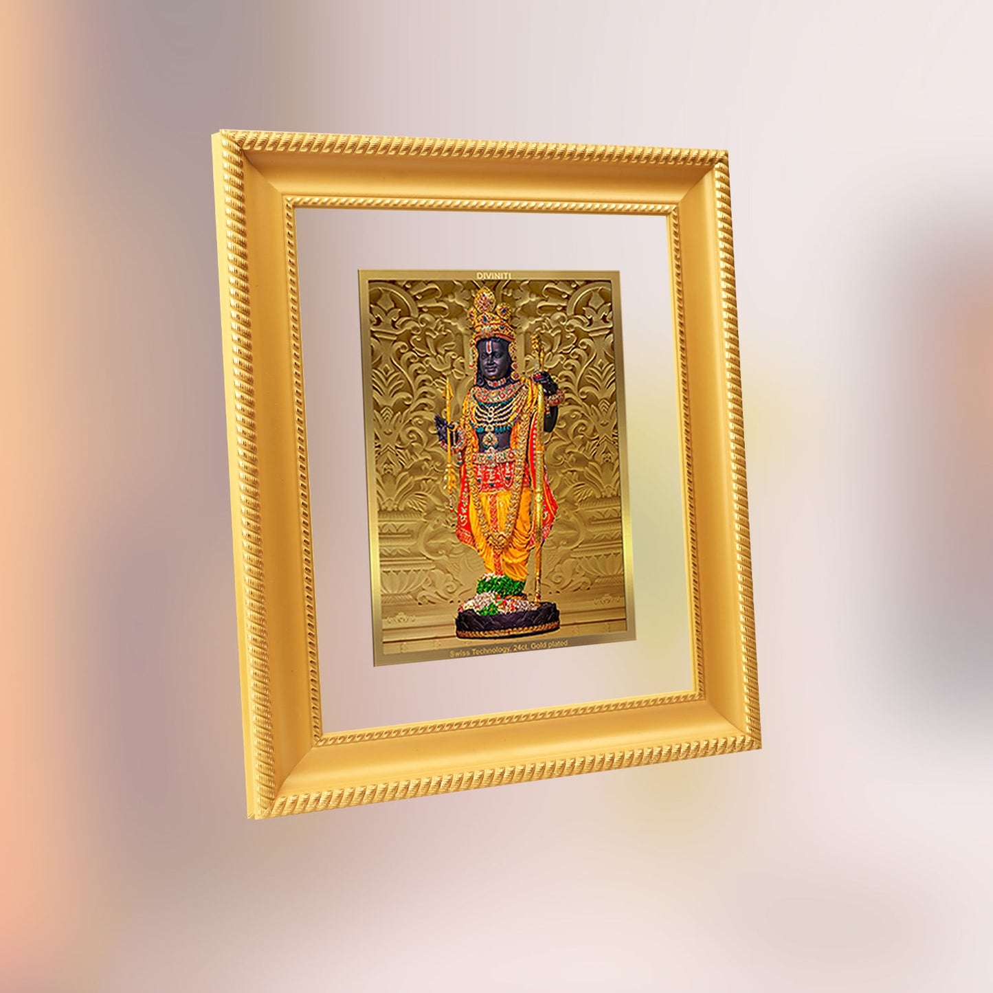 Diviniti 24K Gold Plated Ram Lalla Photo Frame For Home Decor, Wall Hanging Decor, Table, Puja Room & Gift (28 CM X 23 CM)