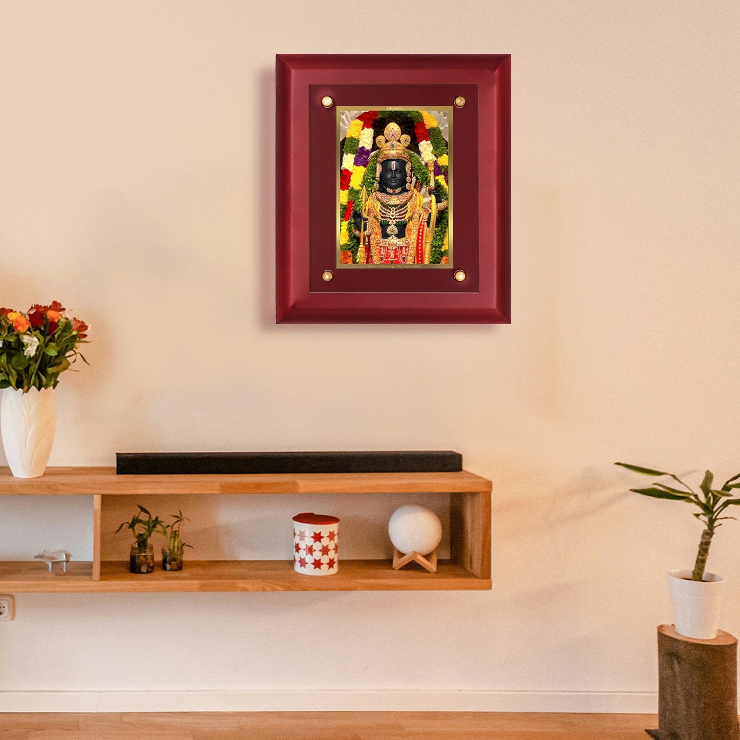 Diviniti 24K Gold Plated Ram Lalla Photo Frame For Home Decor, Wall Hanging Decor, Table, Puja Room & Gift (20 CM X 25 CM)