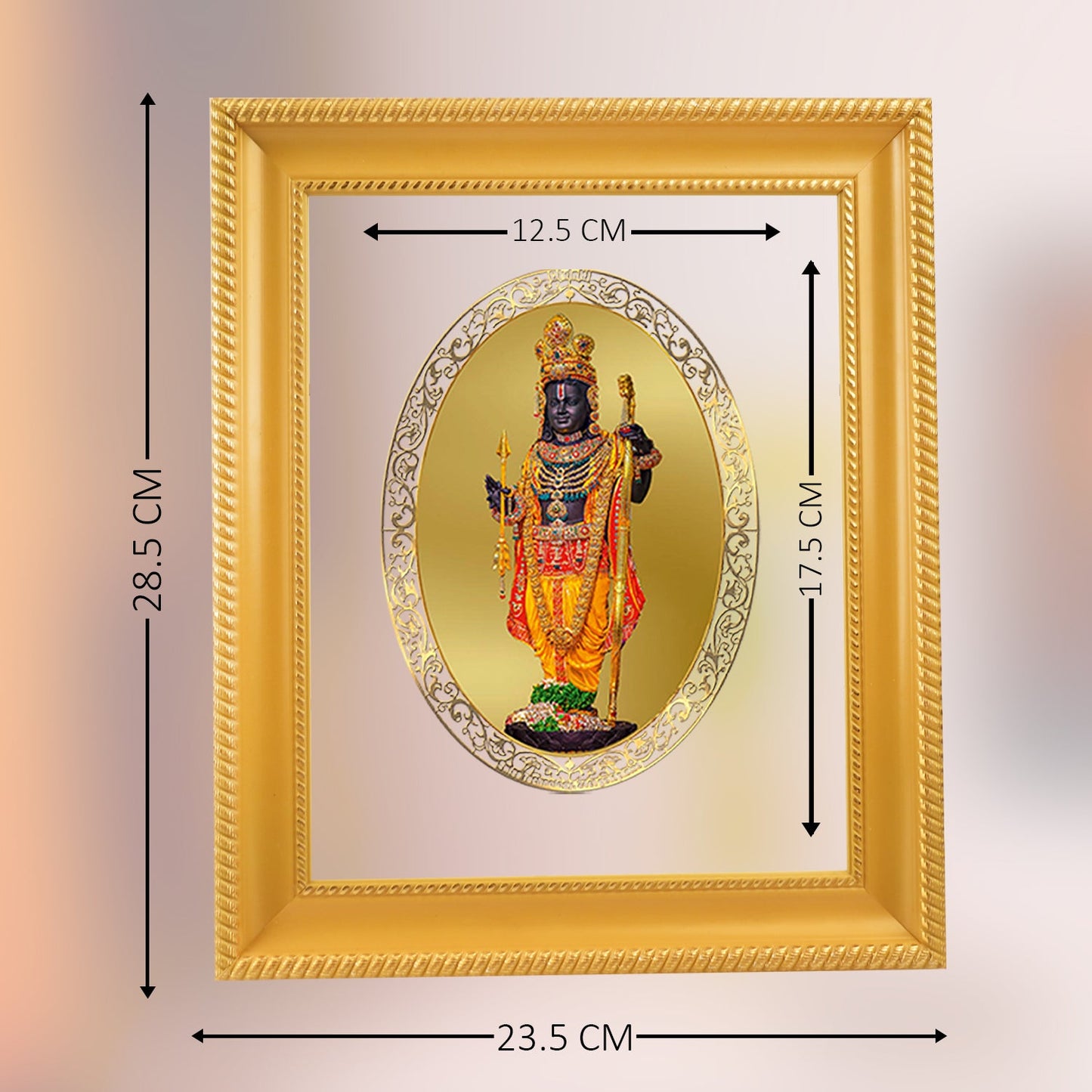 Diviniti 24K Gold Plated Ram Lalla Photo Frame For Home Decor, Table Top, Wall Hanging, Puja & Gift (28 CM X 23 CM)