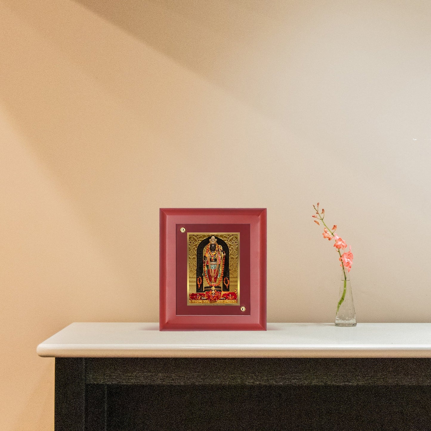 Diviniti 24K Gold Plated Ram Lalla Photo Frame For Home Decor, Table Top, Wall Hanging, Puja Room & Gift (14.7 CM X 17.1 CM)