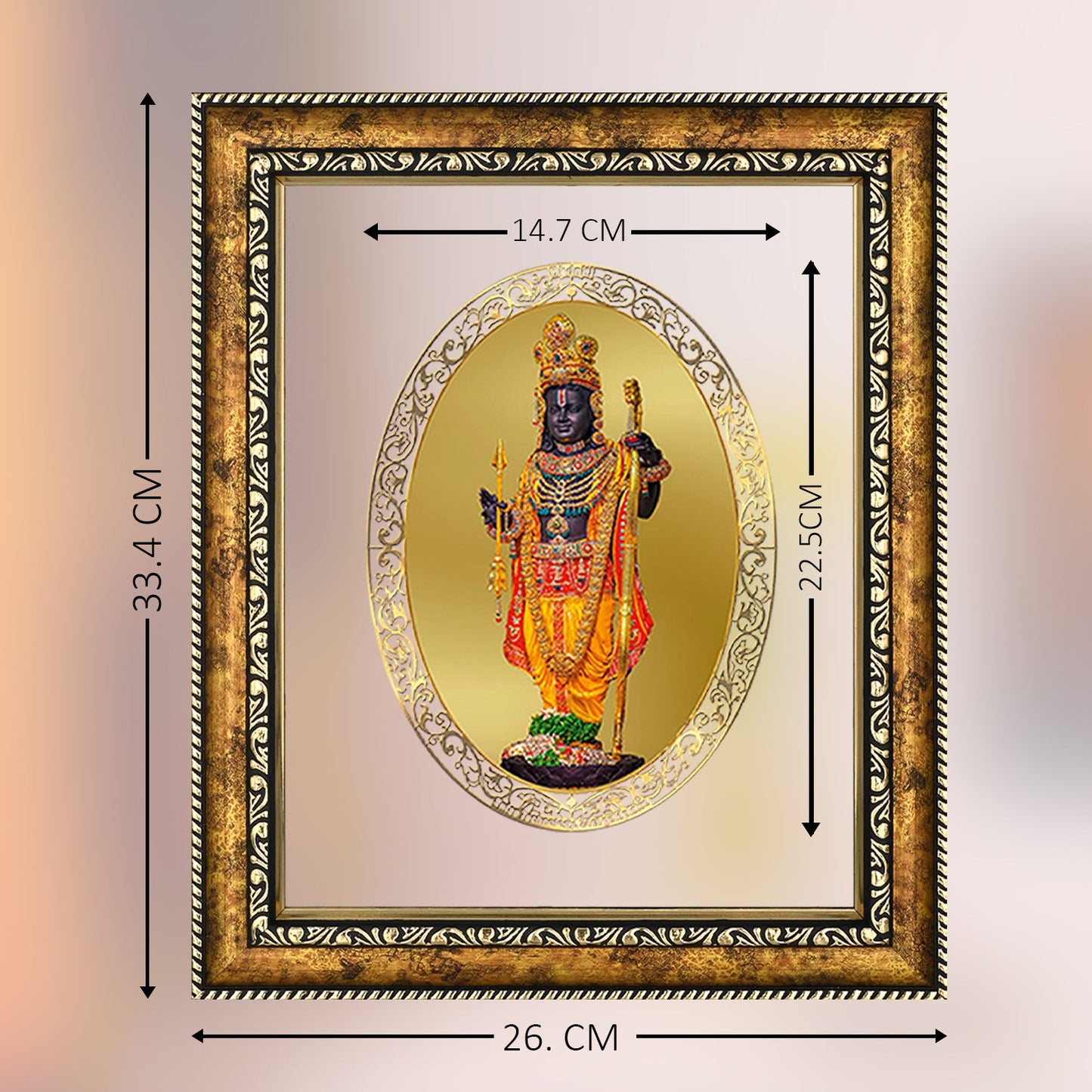 Diviniti 24K Gold Plated Ram Lalla Photo Frame For Home Decor, Wall Hanging, Table Top, Puja Room & Gift (32.5 CM X 25.5 CM)