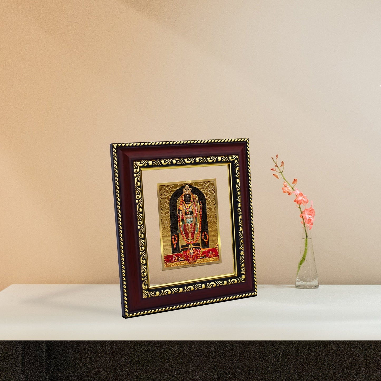 Diviniti 24K Gold Plated Ram Lalla Photo Frame For Home Decor, Table Top, Wall Decor, Puja Room & Gift (13 CM X 15 CM)