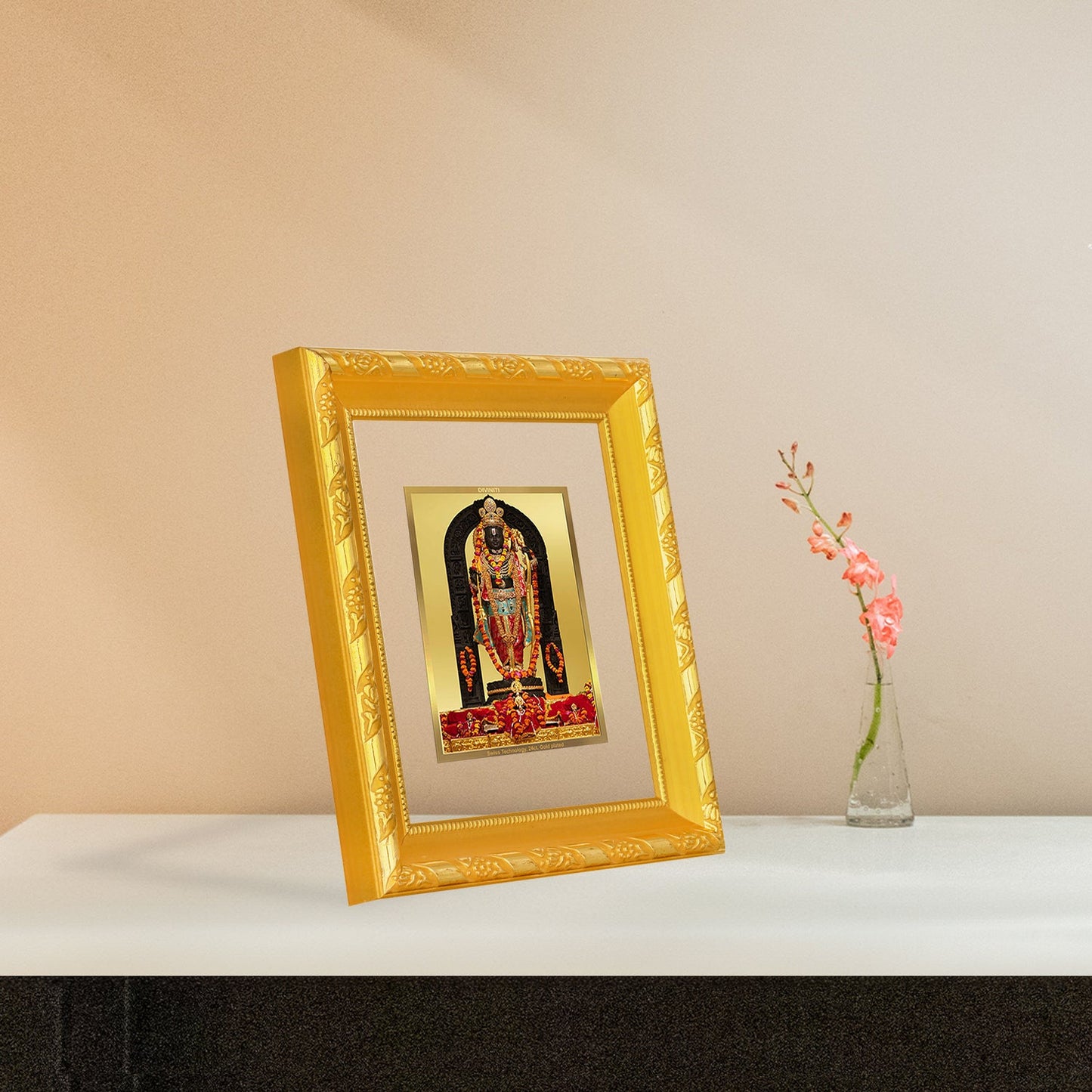 Diviniti 24K Gold Plated Ram Lalla Photo Frame For Home Decor, Table Top, Wall Decor, Puja Room & Gift (13 CM X 15 CM)