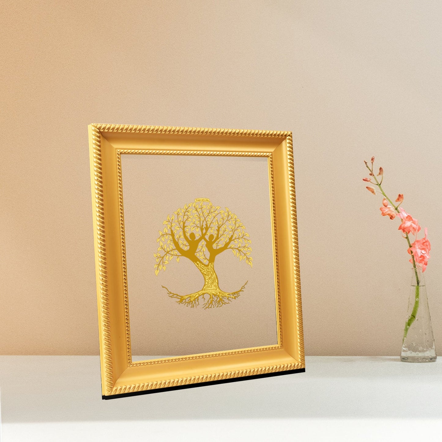 Diviniti 24K Gold Plated Tree of Life Photo Frame For Home Decor & Wall Hanging (32.5 CM X 25.5 CM)