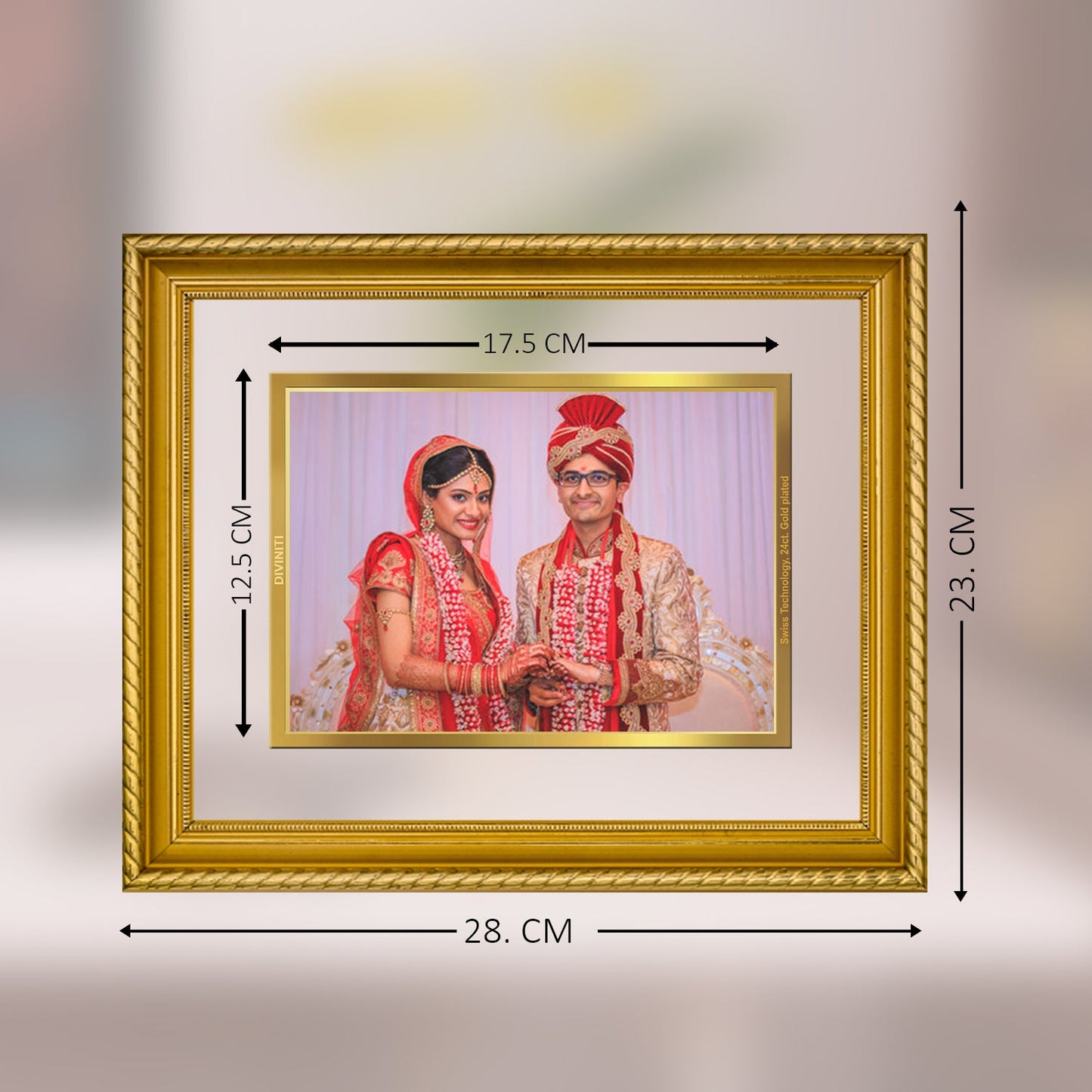 Diviniti Photo Frame With Customized Photo Printed on 24K Gold Plated Foil| Personalized Gift for Birthday, Marriage Anniversary & Celebration With Loved Ones|DG 056 S2.5