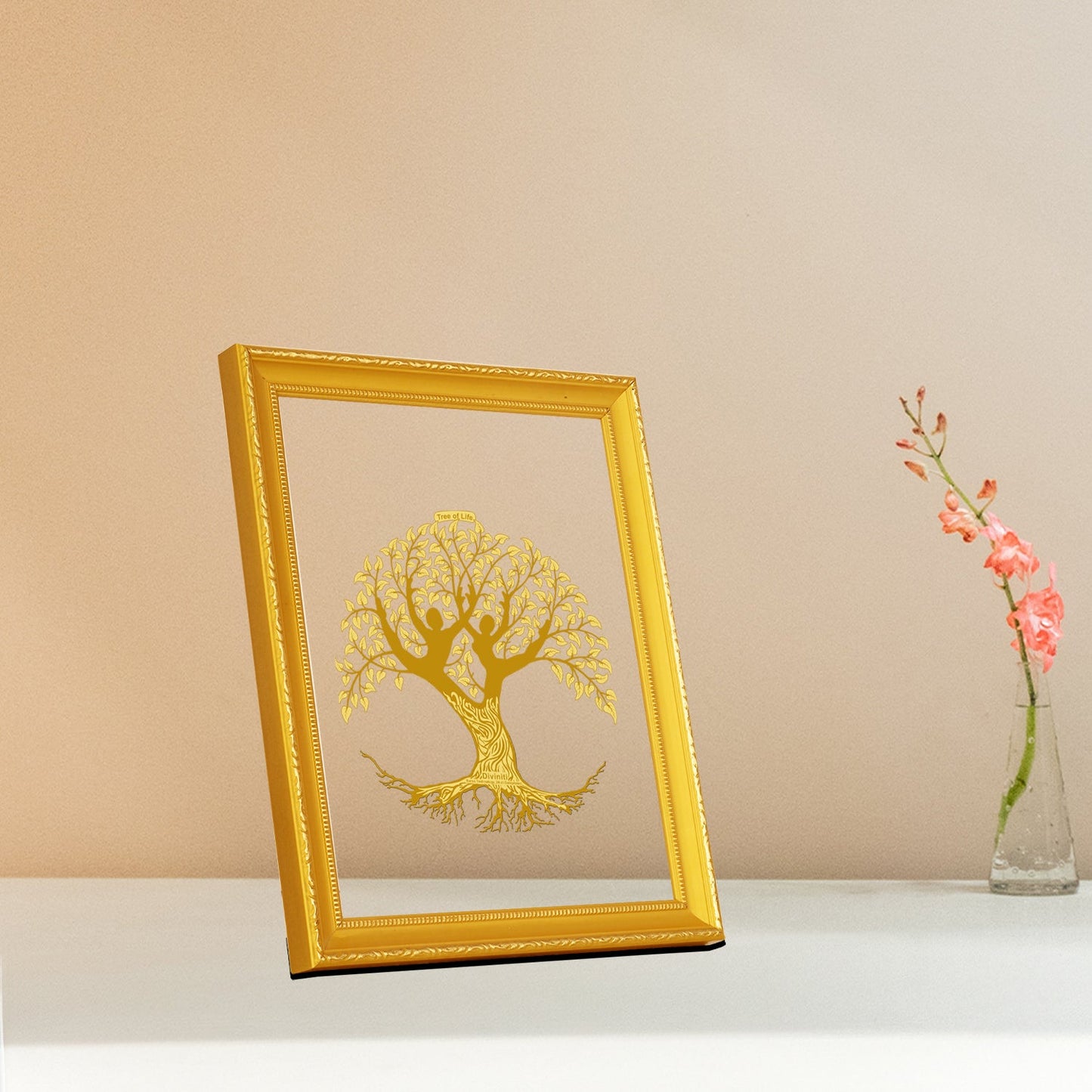 Diviniti 24K Gold Plated Tree of Life Photo Frame For Home Decor & Wall Hanging (20.8 CM X 16.7 CM)