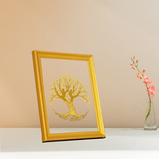 Diviniti 24K Gold Plated Tree of Life Photo Frame For Home Decor & Wall Hanging (20.8 CM X 16.7 CM)