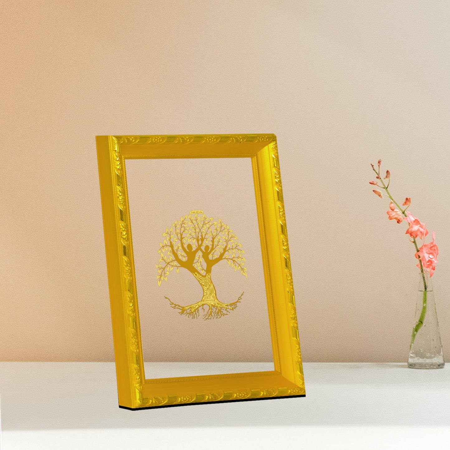 Diviniti 24K Gold Plated Tree of Life Photo Frame For Home Decor & Wall Hanging (20.8 CM X 16.7 CM)