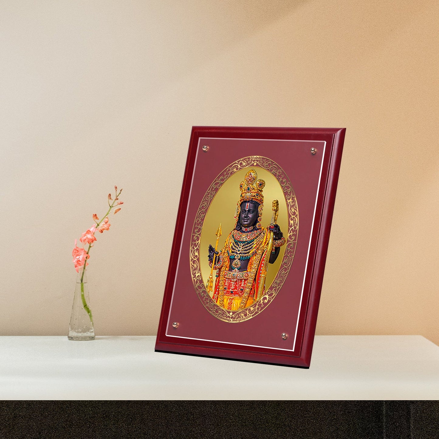 Diviniti 24K Gold Plated Ram Lalla Photo Frame For Home Decor, Wall Hanging Decor, Table, Puja Room & Gift (30 CM X 23 CM)