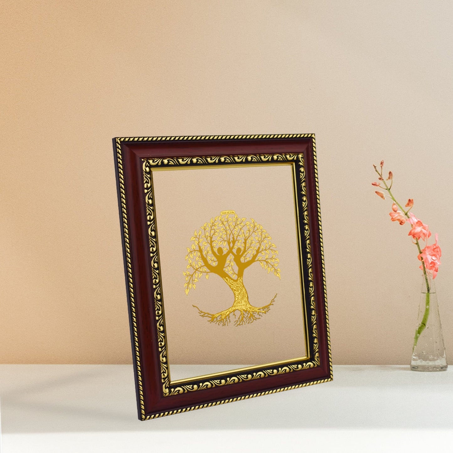 Diviniti 24K Gold Plated Tree of Life Photo Frame For Home Decor & Wall Hanging (32.5 CM X 25.5 CM)
