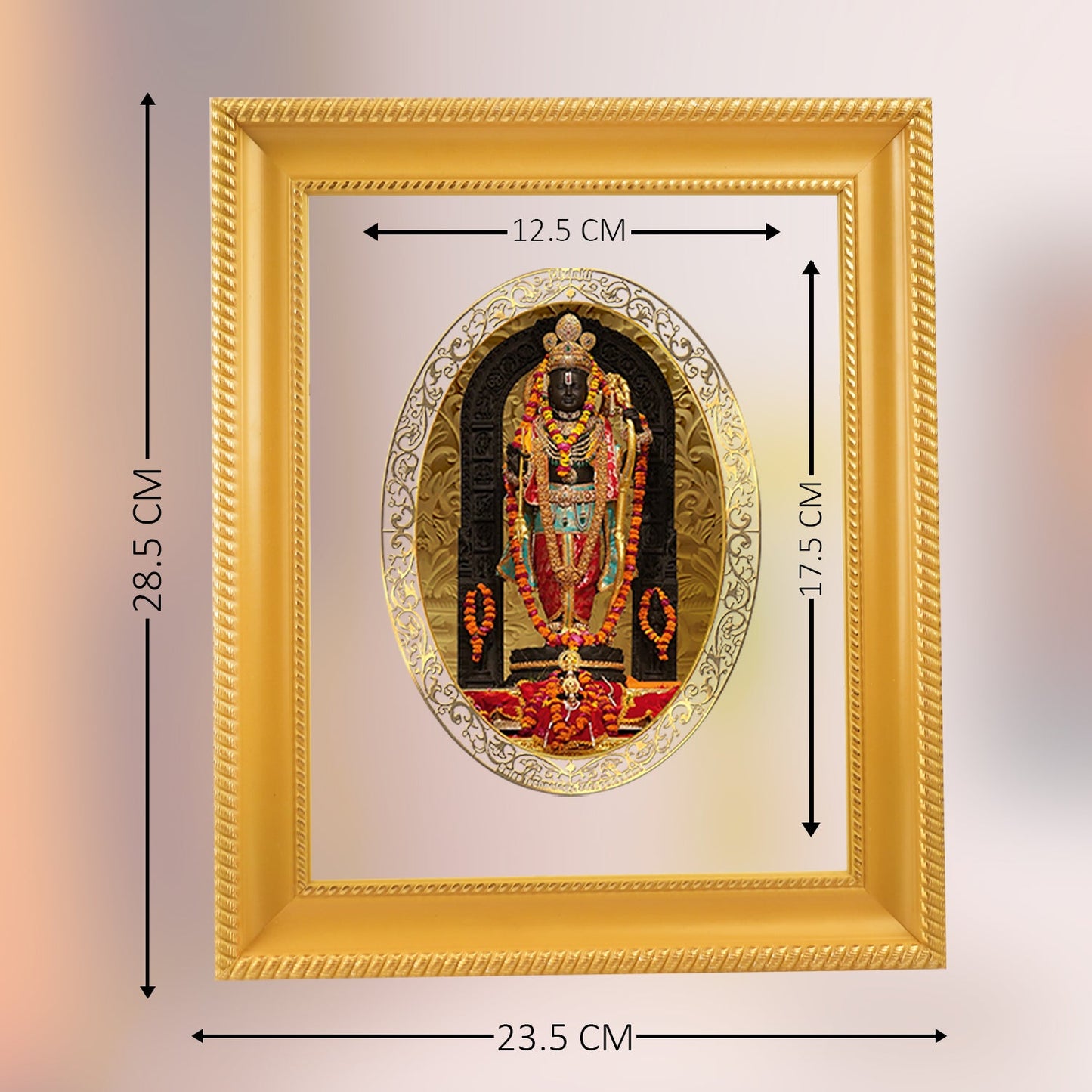 Diviniti 24K Gold Plated Ram Lalla Photo Frame For Home Decor, Table Top, Wall Hanging, Puja & Gift (28 CM X 23 CM)