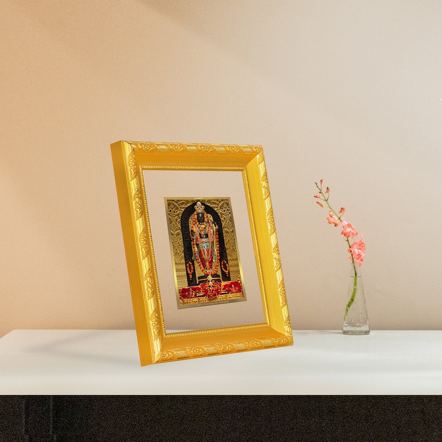 Diviniti 24K Gold Plated Ram Lalla Photo Frame For Home Decor, Table, Wall Hanging, Puja Room & Gift (13 CM X 15 CM)