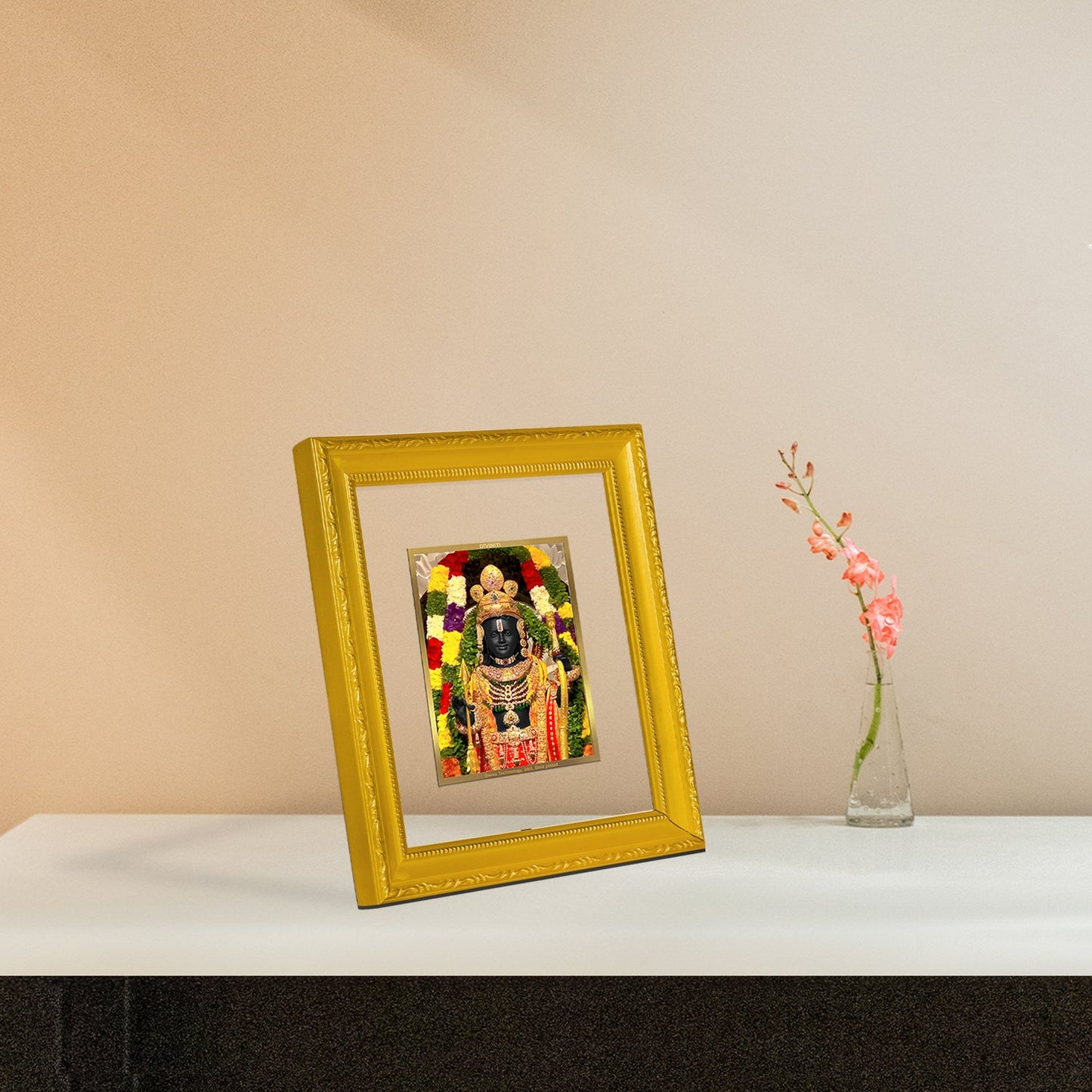 Diviniti 24K Gold Plated Ram Lalla Photo Frame For Home Decor, Table Top, Wall Decor, Puja Room & Gift (20.8 CM X 16.7 CM)