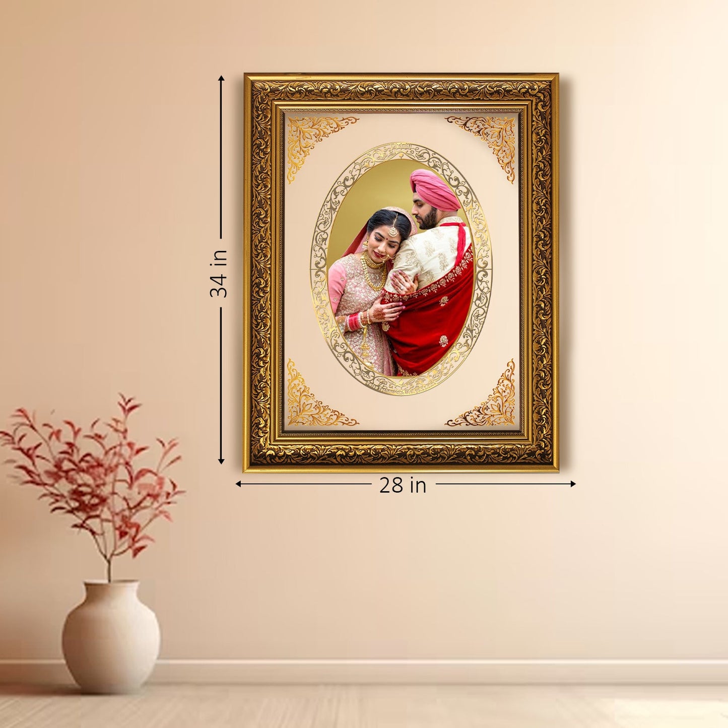 Diviniti Photo Frame With Customized Photo Printed on 24K Gold Plated Foil| Personalized Gift for Birthday, Marriage Anniversary & Celebration With Loved Ones|DG 093 Size 5