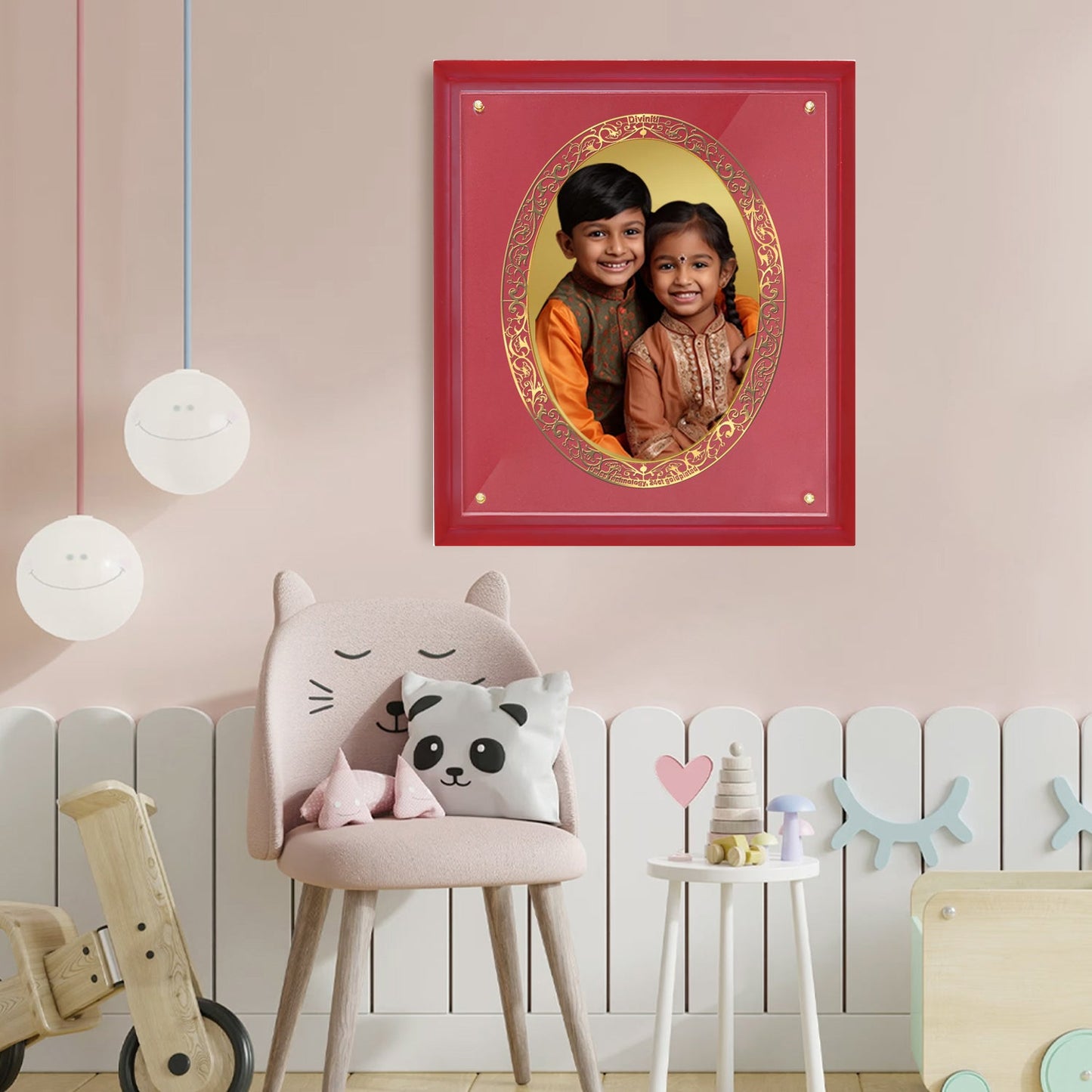 Diviniti Photo Frame With Customized Photo Printed on 24K Gold Plated Foil| Personalized Gift for Birthday, Marriage Anniversary & Celebration With Loved Ones| MDF Frame Size 4