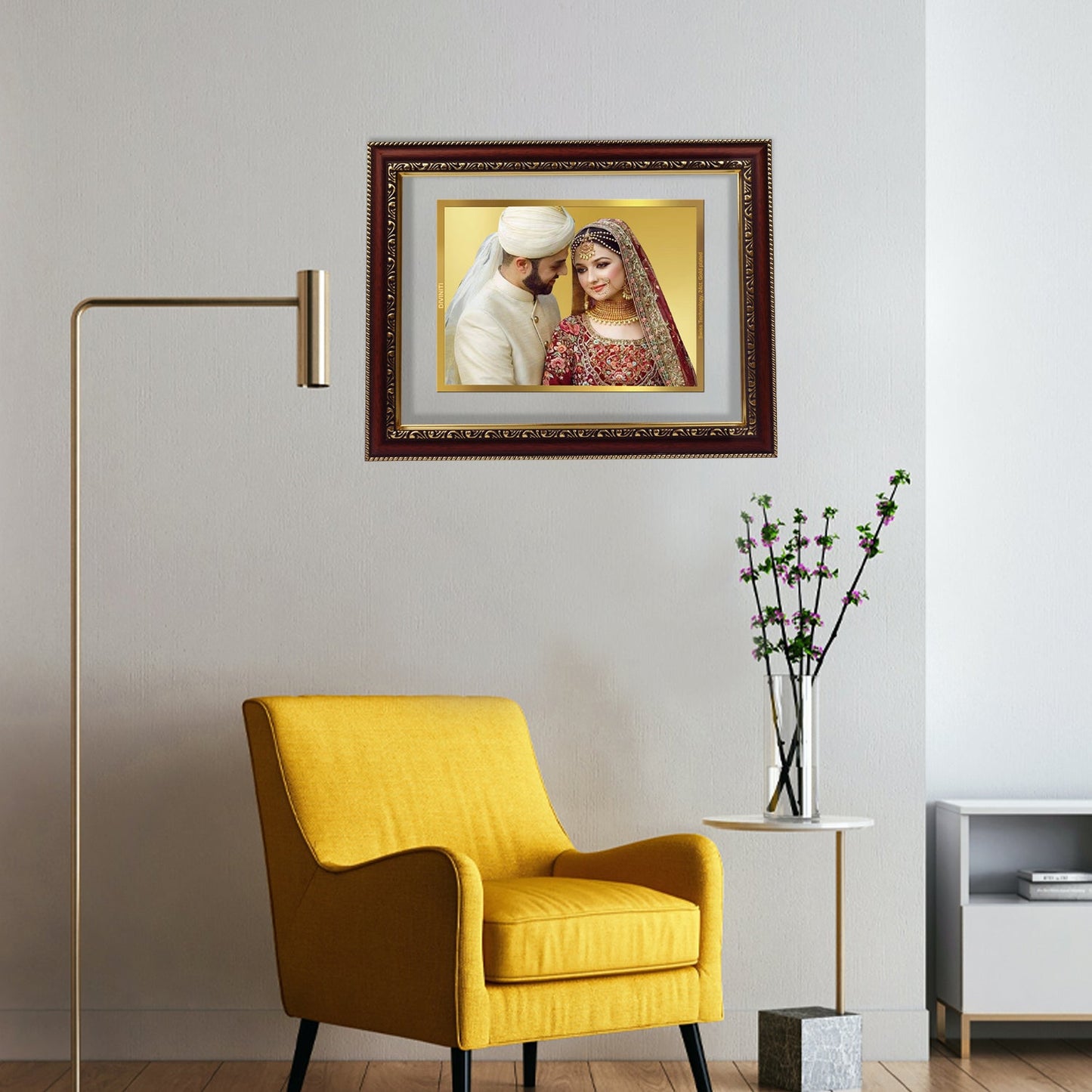 Diviniti Photo Frame With Customized Photo Printed on 24K Gold Plated Foil| Personalized Gift for Birthday, Marriage Anniversary & Celebration With Loved Ones|DG 105 S3