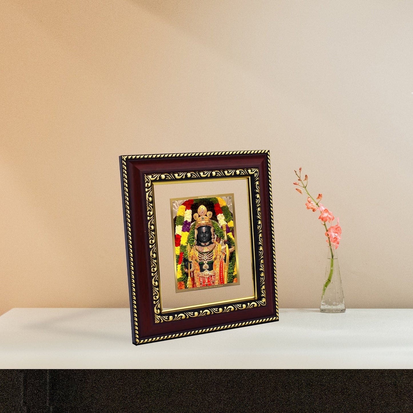 Diviniti 24K Gold Plated Ram Lalla Photo Frame For Home Decor, Table Top, Wall Decor, Puja Room & Gift (13 CM X 15 CM)