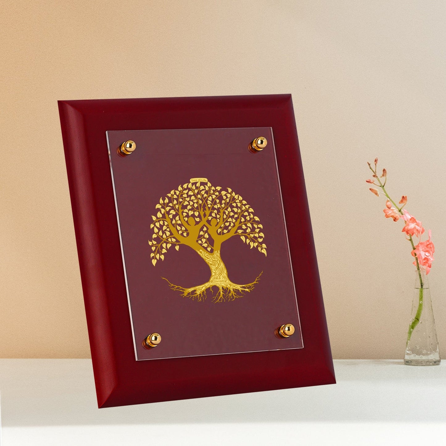 Diviniti 24K Gold Plated Tree of Life Photo Frame For Home Decor & Wall Hanging (23.7 CM X 28.7 CM)
