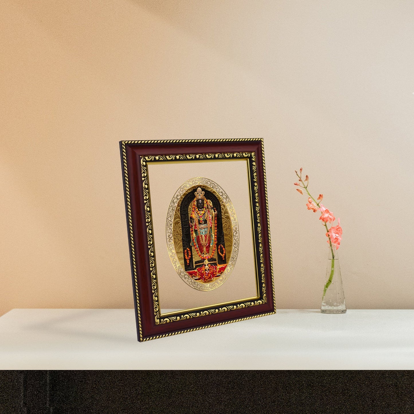Diviniti 24K Gold Plated Ram Lalla Photo Frame For Home Decor, Table Top, Wall Hanging, Puja Room & Gift (20.8 CM X 16.7 CM)