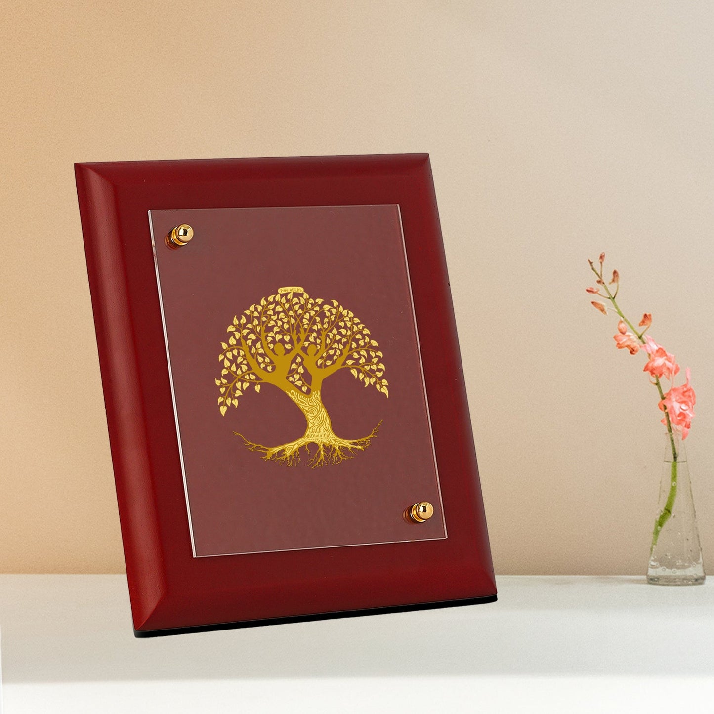 Diviniti 24K Gold Plated Tree of Life Photo Frame For Home Decor & Wall Hanging (14.7 CM X 17.1 CM)