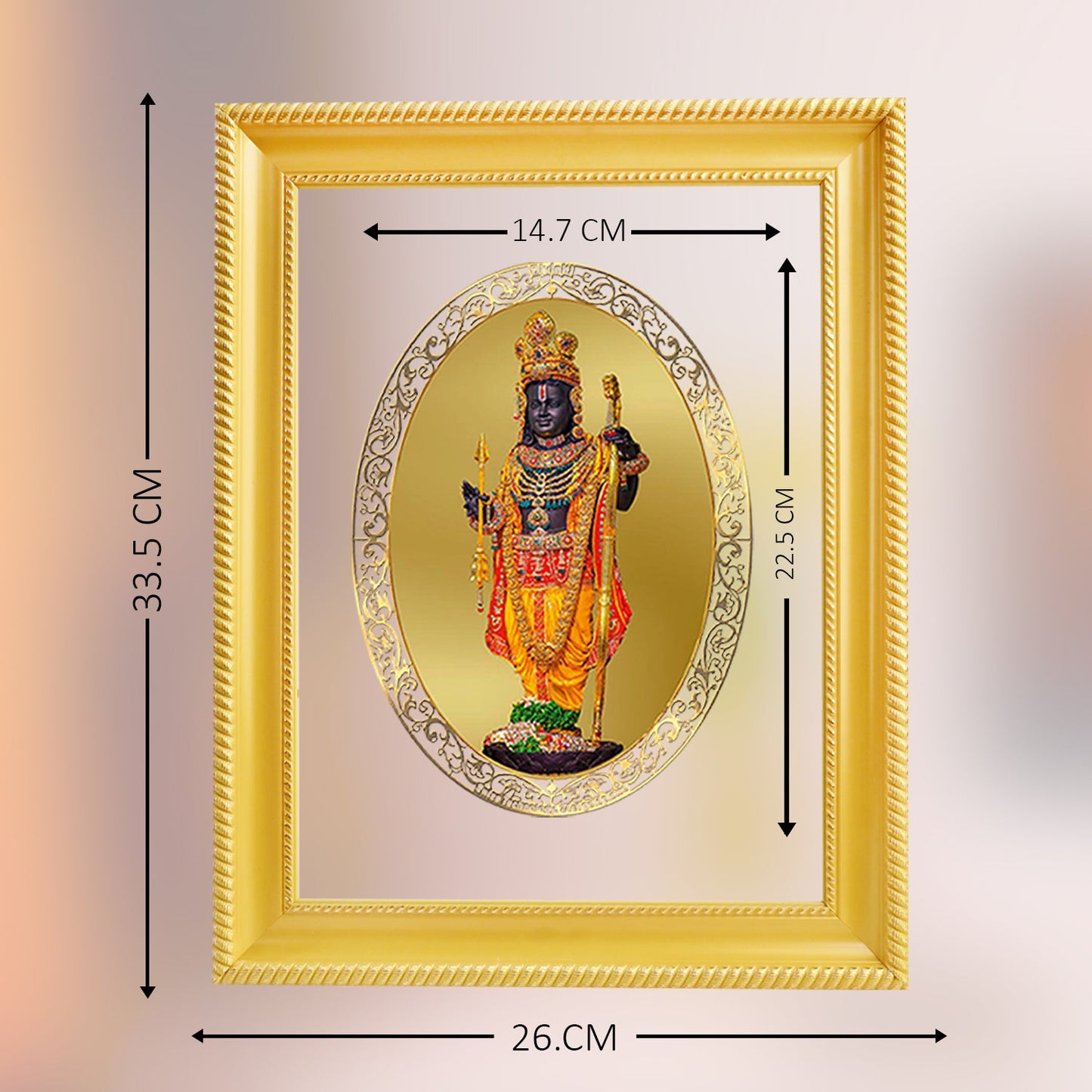 Diviniti 24K Gold Plated Ram Lalla Photo Frame For Home Decor, Wall Hanging, Table Top, Puja Room & Gift (32.5 CM X 25.5 CM)