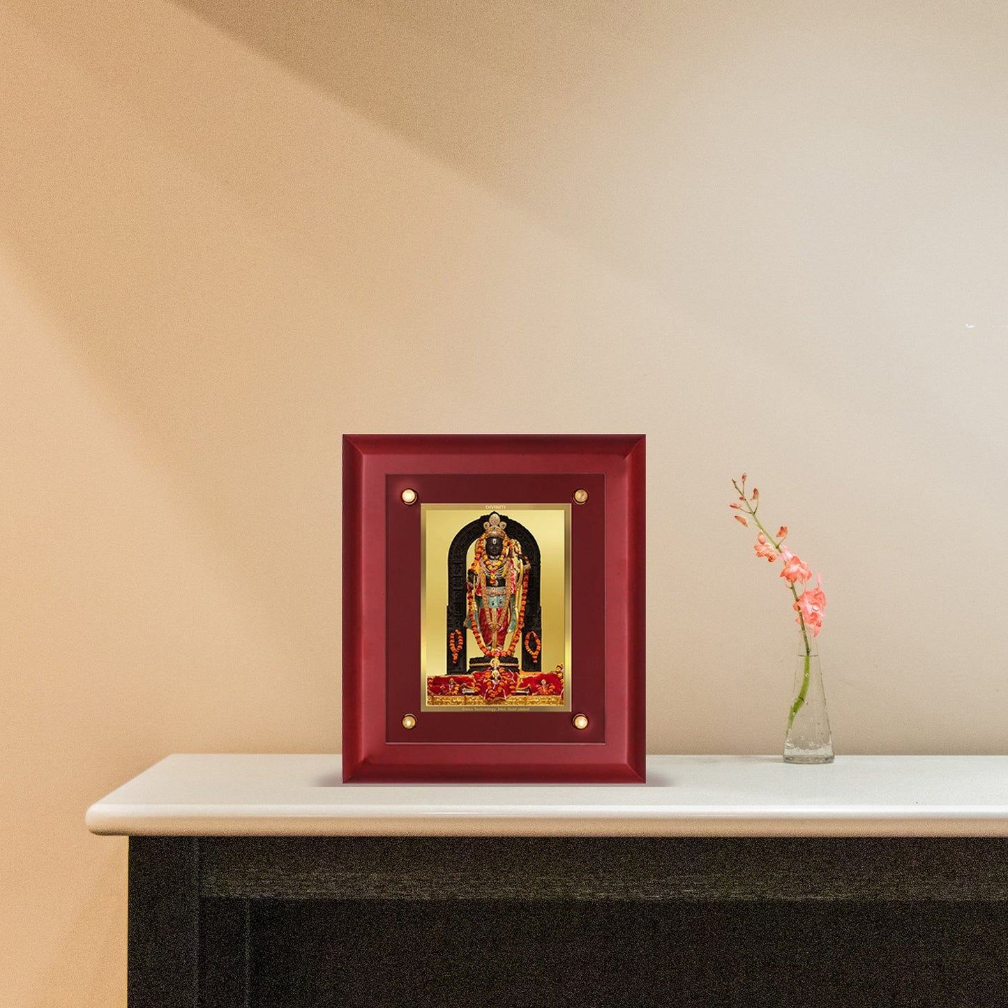 Diviniti 24K Gold Plated Ram Lalla Photo Frame For Home Decor, Wall Decor, Table Top, Puja Room & Gift (20 CM X 25 CM)