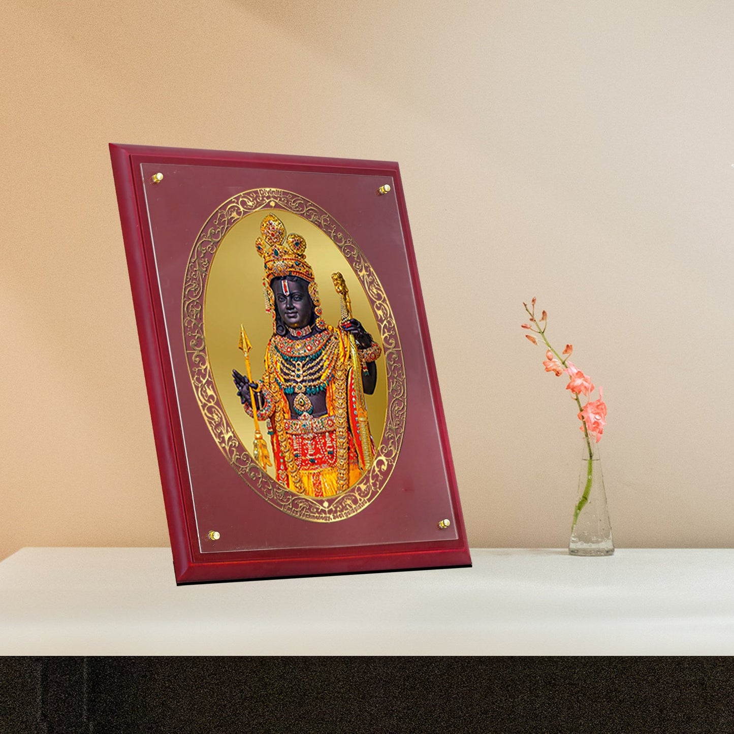 Diviniti 24K Gold Plated Ram Lalla Photo Frame For Home Decor, Wall Hanging Decor, Puja Room & Gift (36.5 CM X 30.5 CM)