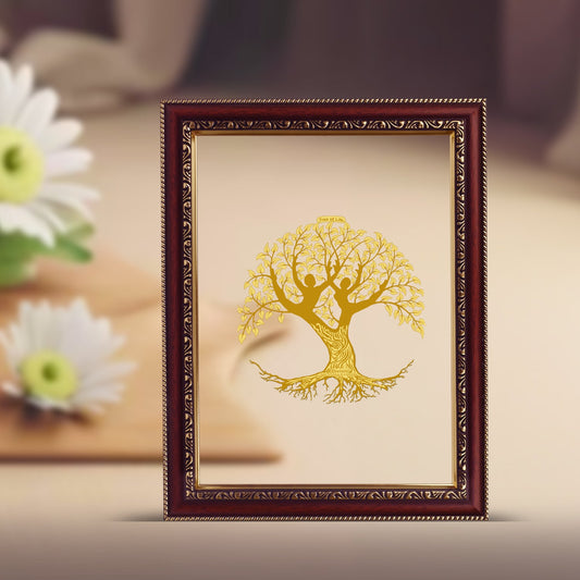 Diviniti 24K Gold Plated Tree of Life Photo Frame For Home Decor & Wall Hanging (32.5 CM X 25.5 CM)